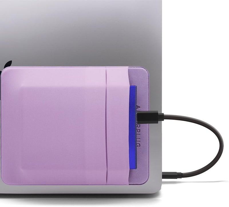 Afterplug 2-Pocket Adhesive Pouch for Laptop, Compatible with External 2.5" HDD, SSD, Magic Mouse, USB Cable and More - Lilac Purple - Image 1